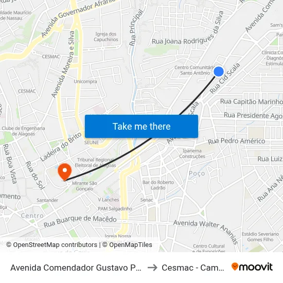 Avenida Comendador Gustavo Paiva, 2017 to Cesmac - Campus IV map