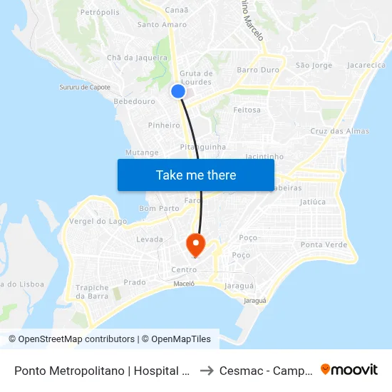 Ponto Metropolitano | Hospital Veredas to Cesmac - Campus IV map