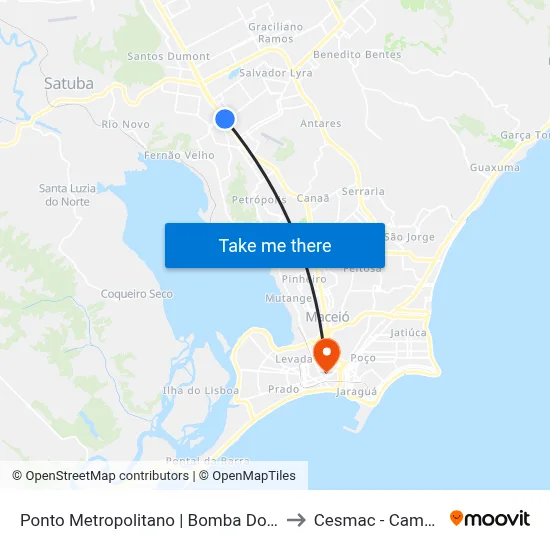 Ponto Metropolitano | Bomba Do Gonzaga to Cesmac - Campus IV map