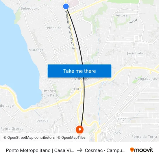 Ponto Metropolitano | Casa Vieira to Cesmac - Campus IV map