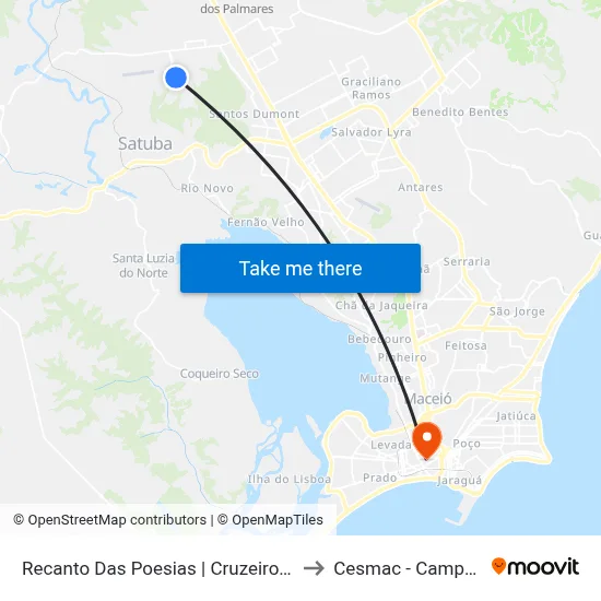 Recanto Das Poesias | Cruzeiro Do Sul to Cesmac - Campus IV map