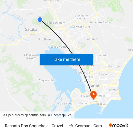 Recanto Dos Coqueirais | Cruzeiro Do Sul to Cesmac - Campus IV map