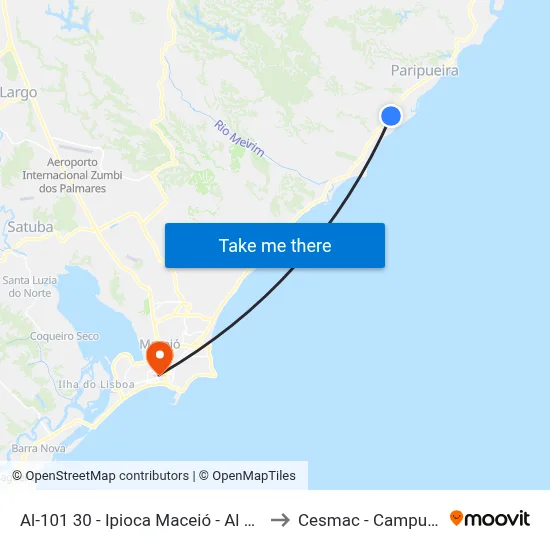 Al-101 30 - Ipioca Maceió - Al Brasil to Cesmac - Campus IV map