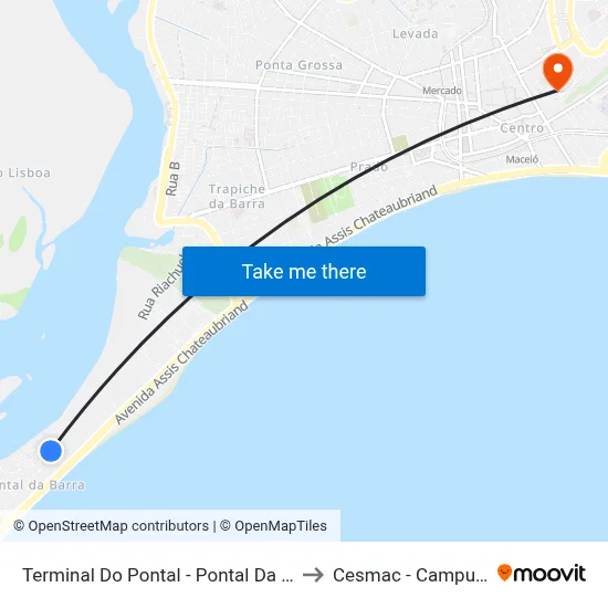 Terminal Do Pontal - Pontal Da Barra to Cesmac - Campus IV map