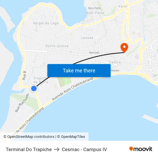 Terminal Do Trapiche to Cesmac - Campus IV map