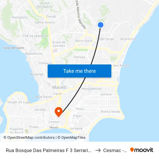 Rua Bosque Das Palmeiras F 3 Serraria Maceió - Alagoas 57046-000 Brasil to Cesmac - Campus IV map