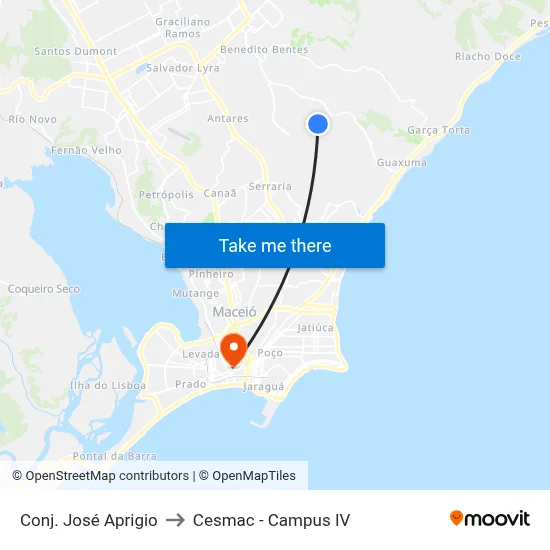 Conj. José Aprigio to Cesmac - Campus IV map