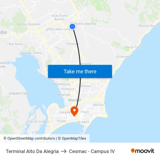 Terminal Alto Da Alegria to Cesmac - Campus IV map