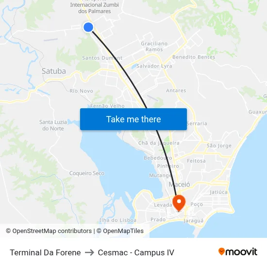 Terminal Da Forene to Cesmac - Campus IV map