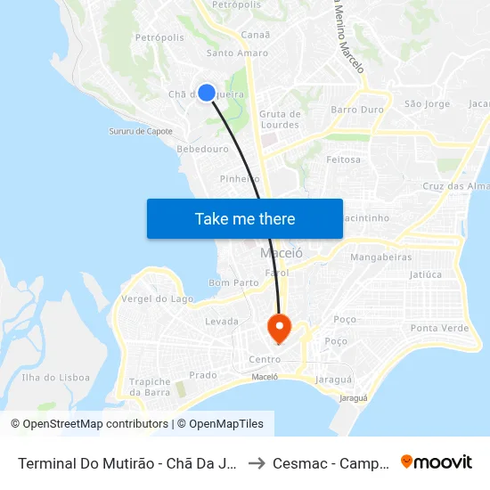 Terminal Do Mutirão - Chã Da Jaqueira to Cesmac - Campus IV map