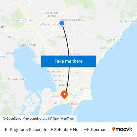 R. Projetada Seiscentos E Setenta E Nove 330 - Antares Maceió - Al 57083-031 Brasil to Cesmac - Campus IV map