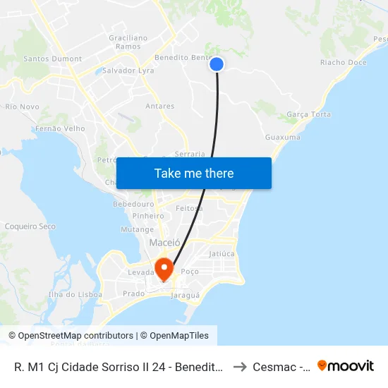 R. M1 Cj Cidade Sorriso II 24 - Benedito Bentes Maceió - Al 57084-024 Brasil to Cesmac - Campus IV map