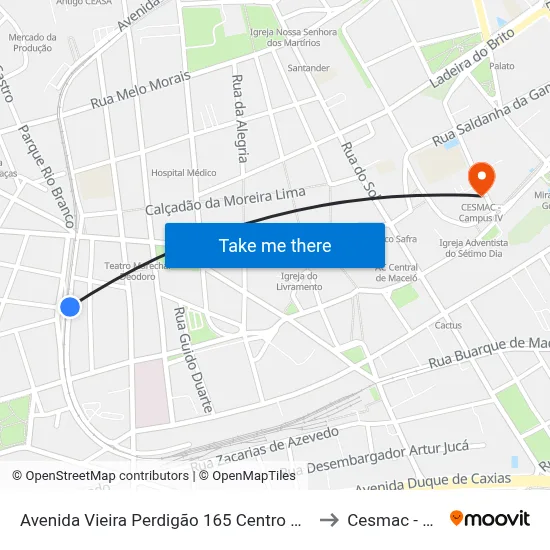 Avenida Vieira Perdigão 165 Centro Maceió - Al 57020-290 Brasil to Cesmac - Campus IV map