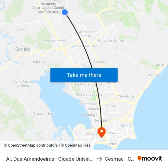 Al. Das Amendoeiras - Cidade Universitária Maceió - Al Brasil to Cesmac - Campus IV map