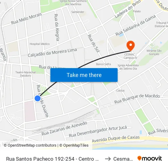 Rua Santos Pacheco 192-254 - Centro Maceió - Al 57020-290 República Federativa Do Brasil to Cesmac - Campus IV map