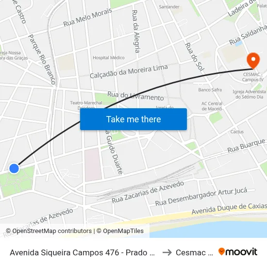 Avenida Siqueira Campos 476 - Prado Maceió - Al República Federativa Do Brasil to Cesmac - Campus IV map