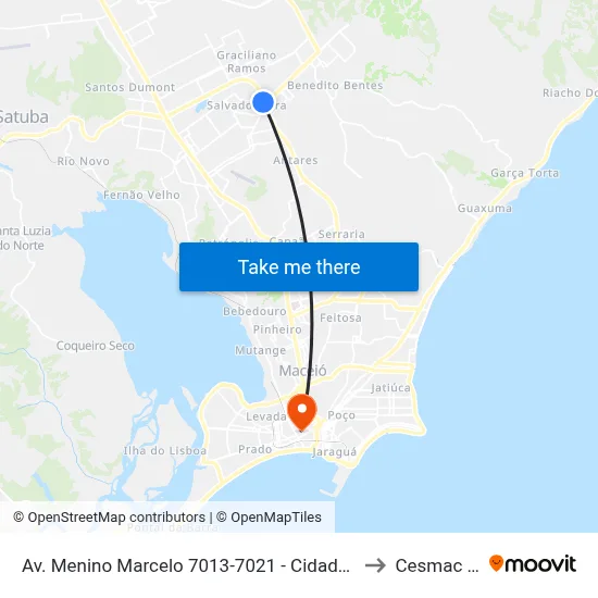 Av. Menino Marcelo 7013-7021 - Cidade Universitária Maceió - Al 57073-470 Brasil to Cesmac - Campus IV map