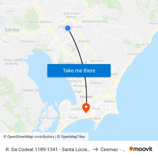 R. Da Codeal 1189-1341 - Santa Lúcia Maceió - Al 57082-117 Brasil to Cesmac - Campus IV map