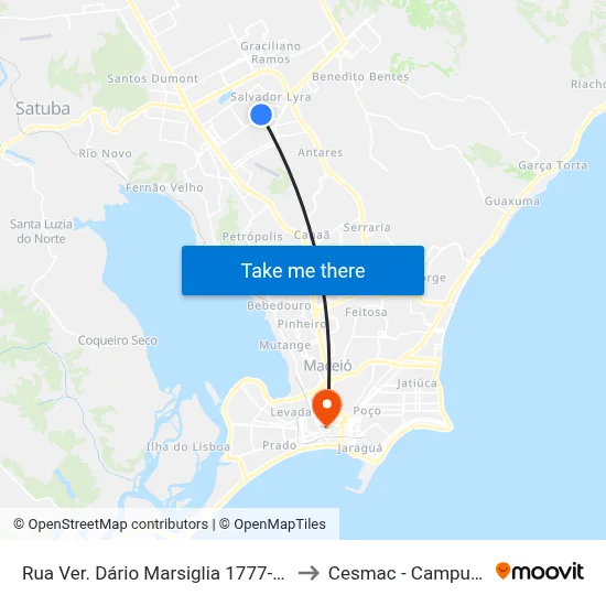 Rua Ver. Dário Marsiglia 1777-1937 to Cesmac - Campus IV map