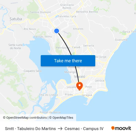 Smtt - Tabuleiro Do Martins to Cesmac - Campus IV map