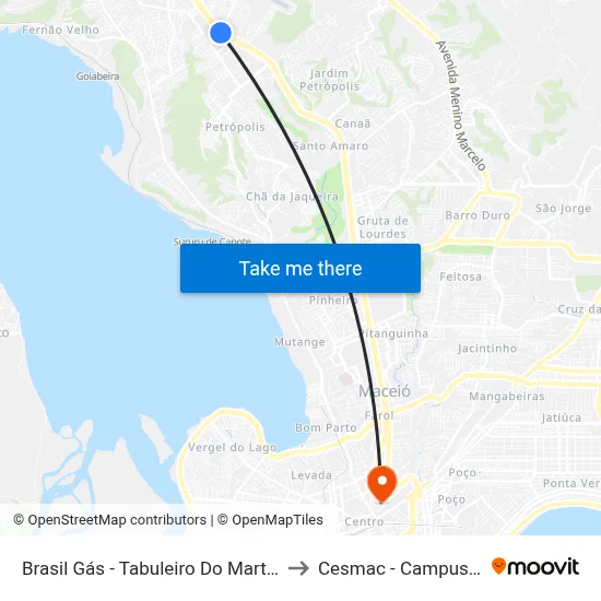 Brasil Gás - Tabuleiro Do Martins to Cesmac - Campus IV map