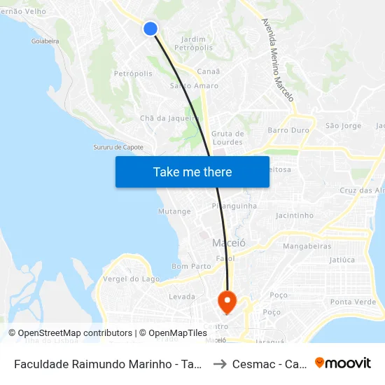 Faculdade Raimundo Marinho - Tabuleiro Do Martins to Cesmac - Campus IV map