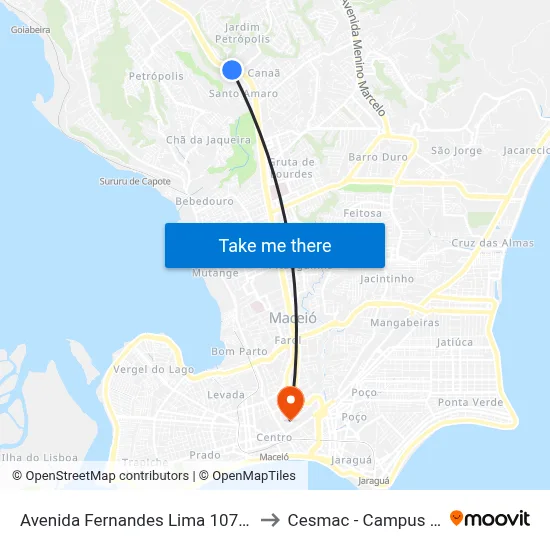 Avenida Fernandes Lima 10730 to Cesmac - Campus IV map