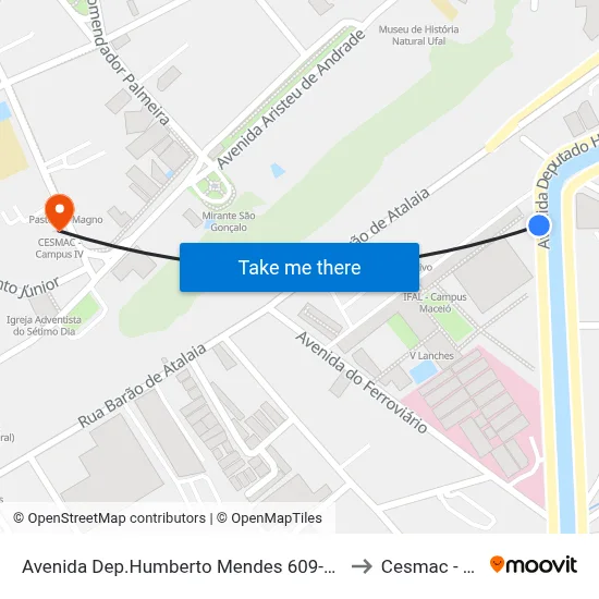 Avenida Dep.Humberto Mendes 609-637 - Centro Maceió - Al Brasil to Cesmac - Campus IV map