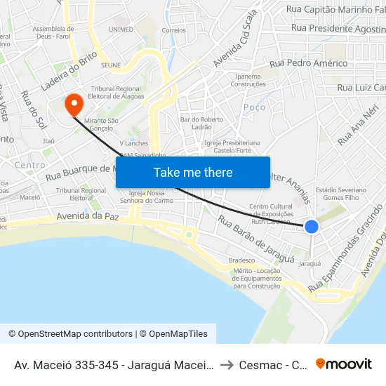 Av. Maceió 335-345 - Jaraguá Maceió - Al 57022-080 Brasil to Cesmac - Campus IV map