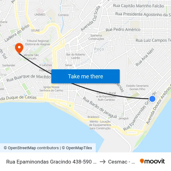 Rua Epaminondas Gracindo 438-590 - Pajuçara Maceió - Al Brasil to Cesmac - Campus IV map