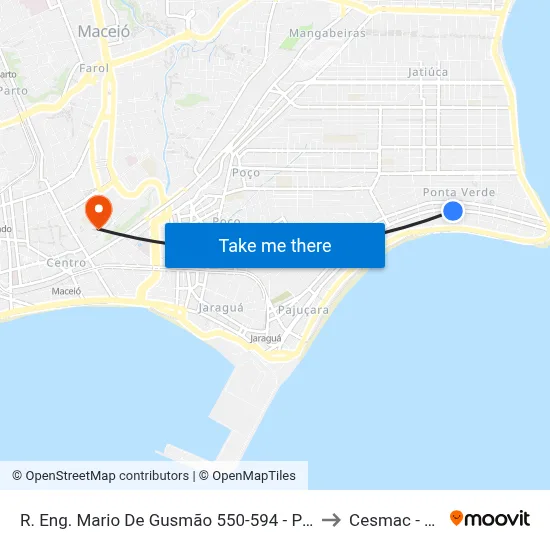 R. Eng. Mario De Gusmão 550-594 - Ponta Verde Maceió - Al Brasil to Cesmac - Campus IV map
