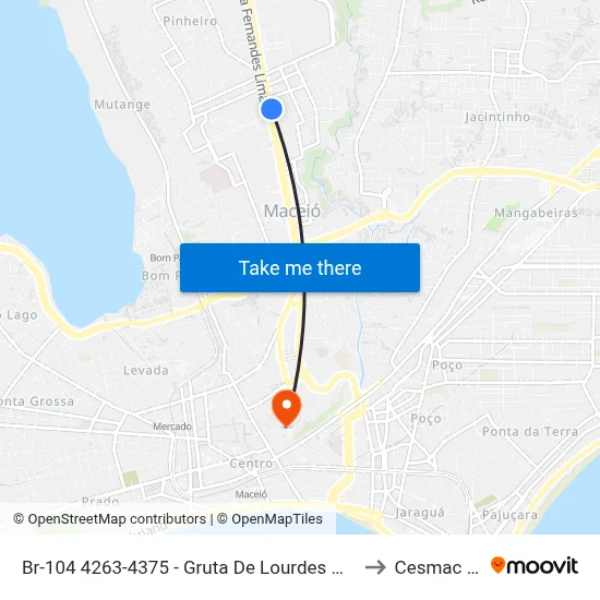 Br-104 4263-4375 - Gruta De Lourdes Maceió - Al República Federativa Do Brasil to Cesmac - Campus IV map