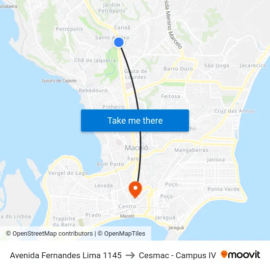Avenida Fernandes Lima 1145 to Cesmac - Campus IV map