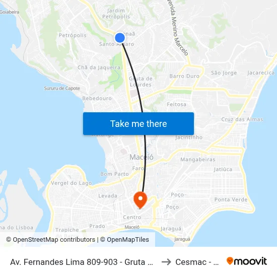Av. Fernandes Lima 809-903 - Gruta De Lourdes Maceió - Al Brasil to Cesmac - Campus IV map