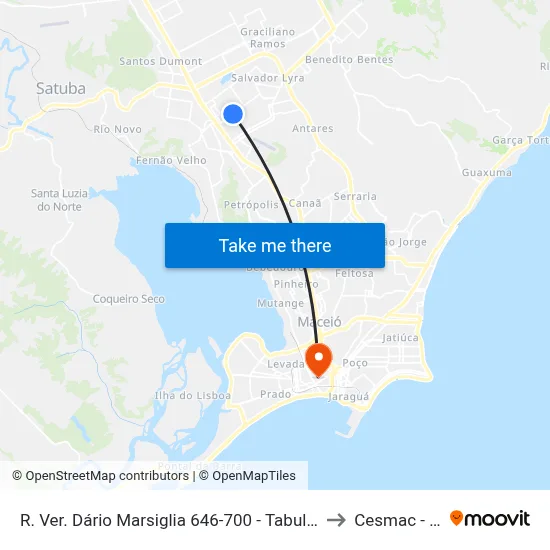 R. Ver. Dário Marsiglia 646-700 - Tabuleiro Do Martins Maceió - Al Brasil to Cesmac - Campus IV map