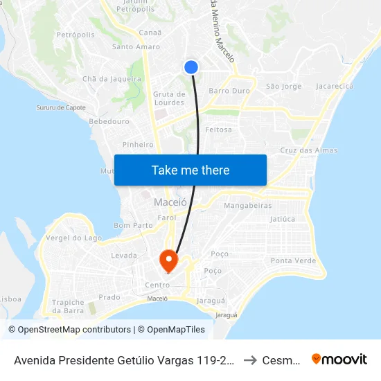 Avenida Presidente Getúlio Vargas 119-219 - Serraria Maceió - Al 57046-840 República Federativa Do Brasil to Cesmac - Campus IV map