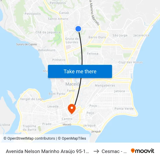 Avenida Nelson Marinho Araújo 95-141 - Serraria Maceió - Al Brasil to Cesmac - Campus IV map