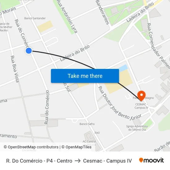 R. Do Comércio - P4 - Centro to Cesmac - Campus IV map