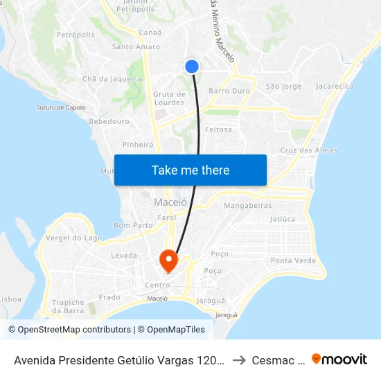 Avenida Presidente Getúlio Vargas 120-220 - Serraria Maceió - Al 57046-840 Brasil to Cesmac - Campus IV map