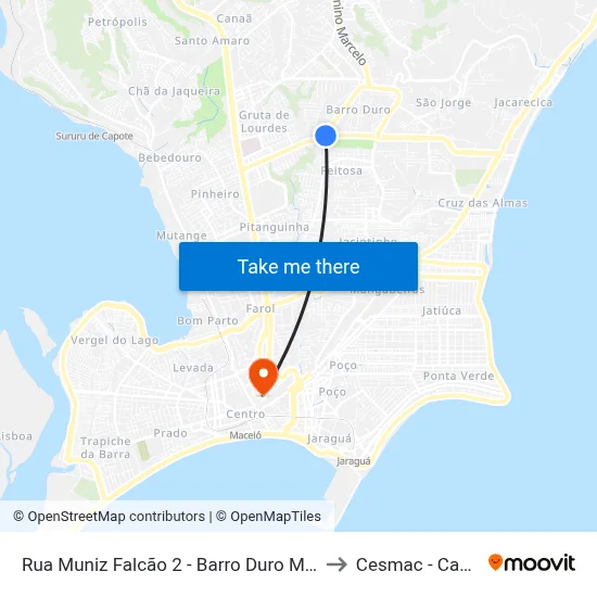 Rua Muniz Falcão 2 - Barro Duro Maceió - Al Brasil to Cesmac - Campus IV map