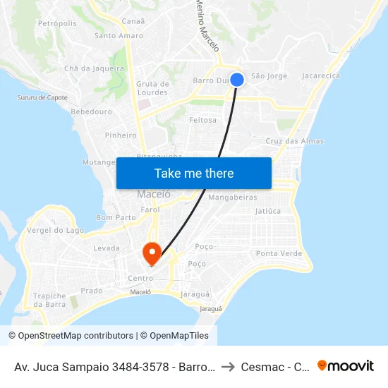 Av. Juca Sampaio 3484-3578 - Barro Duro Maceió - Al Brasil to Cesmac - Campus IV map