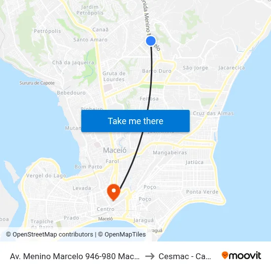 Av. Menino Marcelo 946-980 Maceió - Al Brasil to Cesmac - Campus IV map