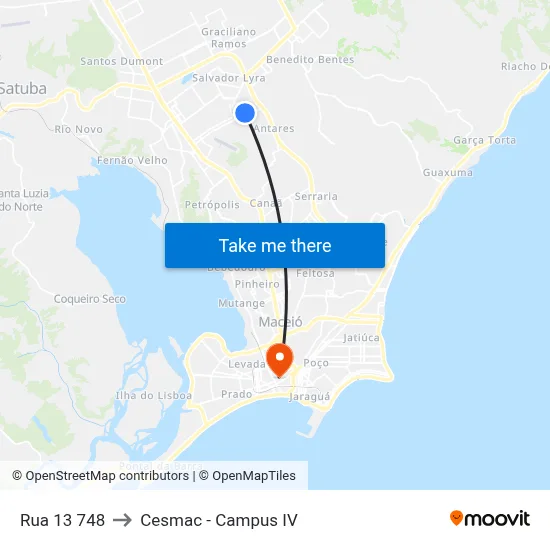 Rua 13 748 to Cesmac - Campus IV map