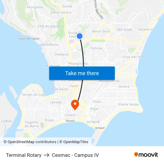 Terminal Rotary to Cesmac - Campus IV map