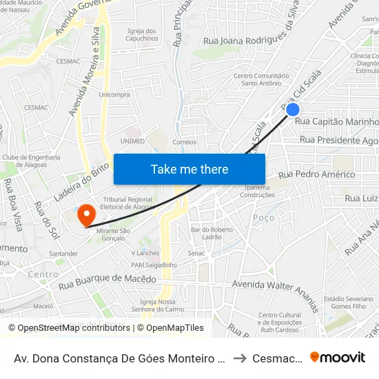 Av. Dona Constança De Góes Monteiro 110-170 - Jatiúca Maceió - Al 57031-520 Brasil to Cesmac - Campus IV map