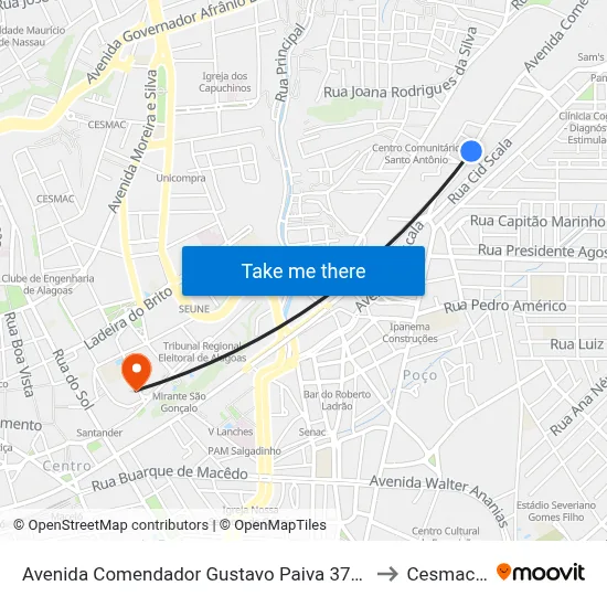 Avenida Comendador Gustavo Paiva 372-426 - Mangabeiras Maceió - Al 57031-530 Brasil to Cesmac - Campus IV map