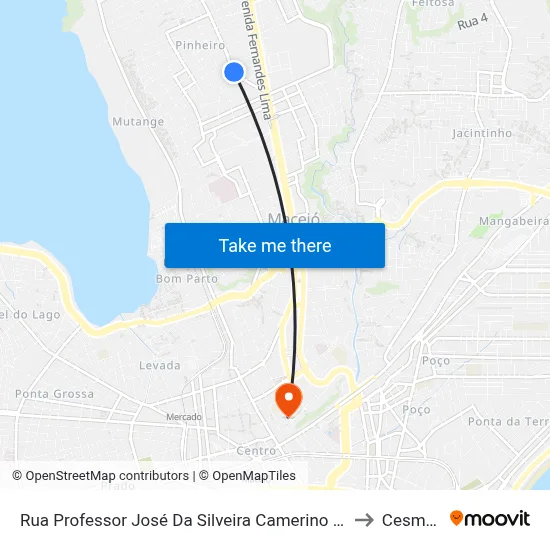 Rua Professor José Da Silveira Camerino 316-436 - Pinheiro Maceió - Al 57055-630 República Federativa Do Brasil to Cesmac - Campus IV map