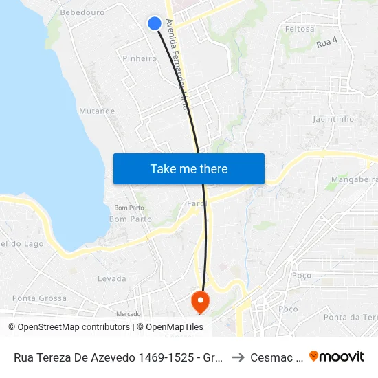 Rua Tereza De Azevedo 1469-1525 - Gruta De Lourdes Maceió - Al 57052-600 Brasil to Cesmac - Campus IV map
