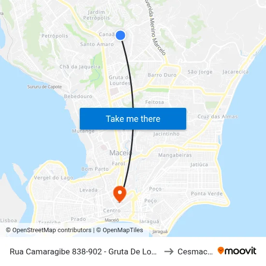 Rua Camaragibe 838-902 - Gruta De Lourdes Maceió - Al República Federativa Do Brasil to Cesmac - Campus IV map