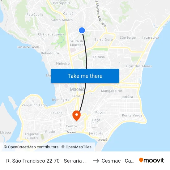 R. São Francisco 22-70 - Serraria Maceió - Al Brasil to Cesmac - Campus IV map